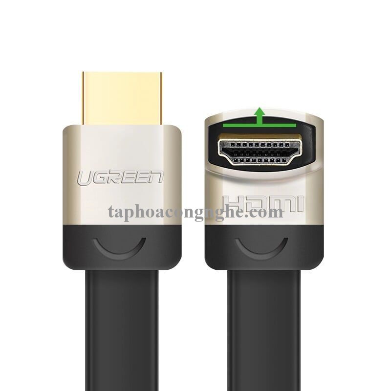 Ugreen 10284 3M màu Đen Cáp tín hiệu HDMI chuẩn 1.4 đầu góc 90 độ HD122 30010284